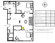 Floor plan for 2 beds, 1 bath